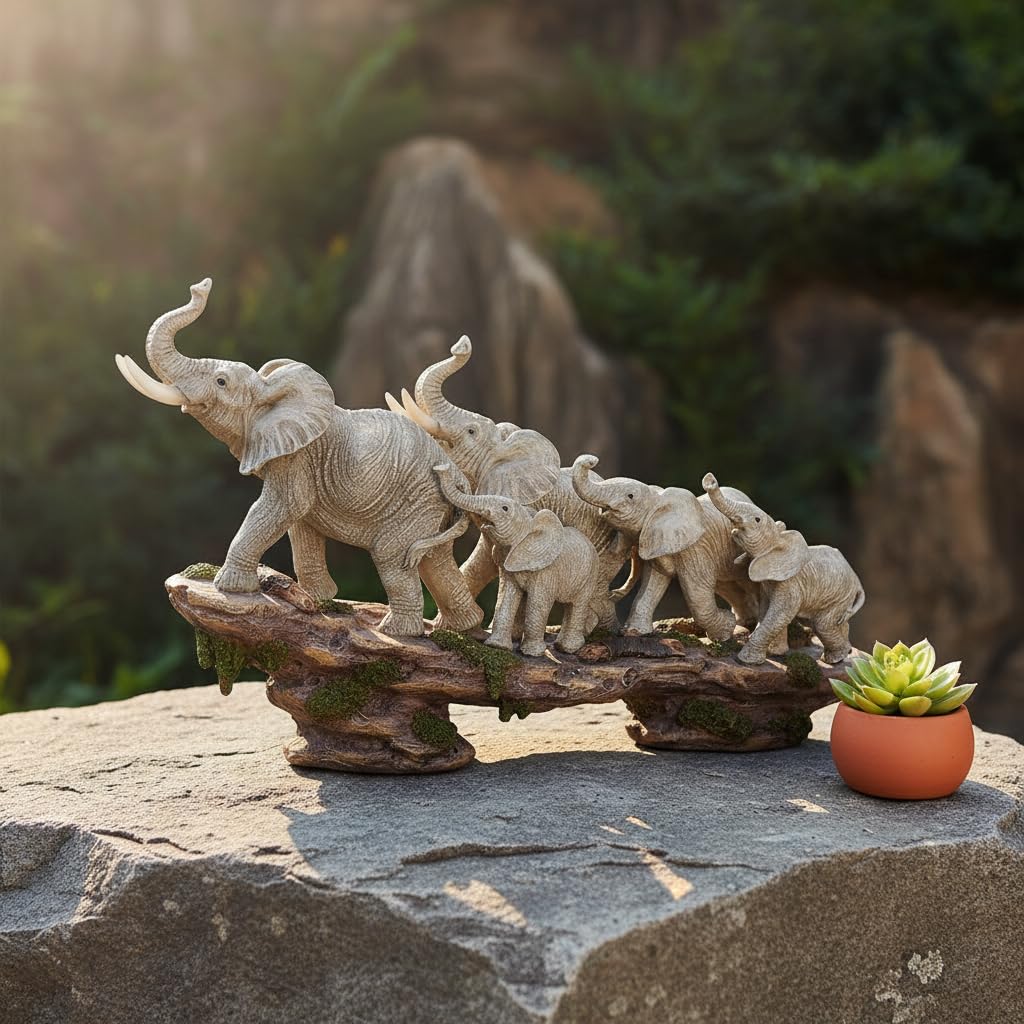 Comfy Hour 14 Inch Elephant Statue, Elephant Family Decor