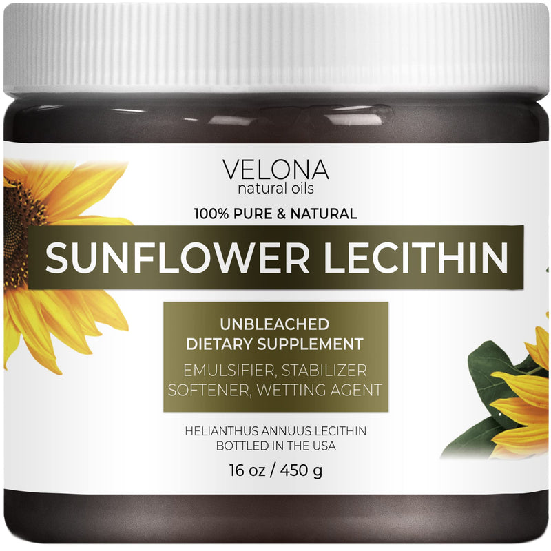 velona Pure Liquid Sunflower Lecithin 16 oz | Food Grade | Unbleached | Emulsifier, Stabilizer, Softener, Smoother, Wetting Agent | Use Today - Enjoy Results