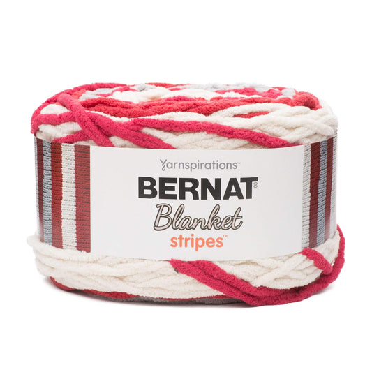 Spinrite Yarns (CA) Bernat Blanket Stripes Yarn, 10.5 oz, Gauge 6 Super Bulky Chunky, Red Alert
