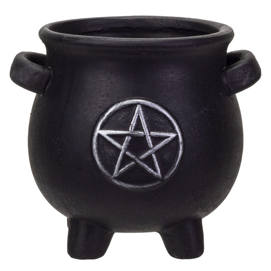Pacific Trading Witches Cauldron Terracotta Planter Pot Candy Holder Tabletop Figurine (Pentagram)