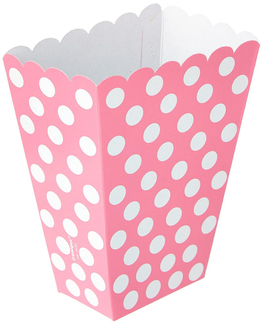 Unique Industries Hot Pink Polka Dot Popcorn Treat Boxes, 8ct