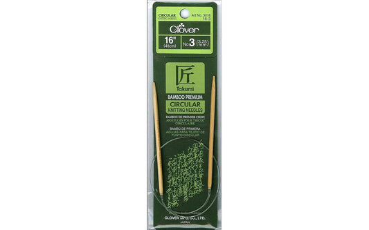 Clover 3016/16-03 Takumi Bamboo Circular 16-Inch Knitting Needles, Size 3