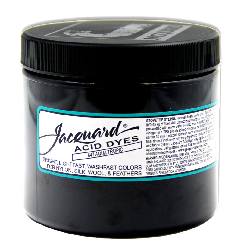 Jacquard Acid Dye - Aqua Tropic - 8 Oz Net Wt - Acid Dye for Wool - Silk - Feathers - and Nylons - Brilliant Colorfast and Highly Concentrated