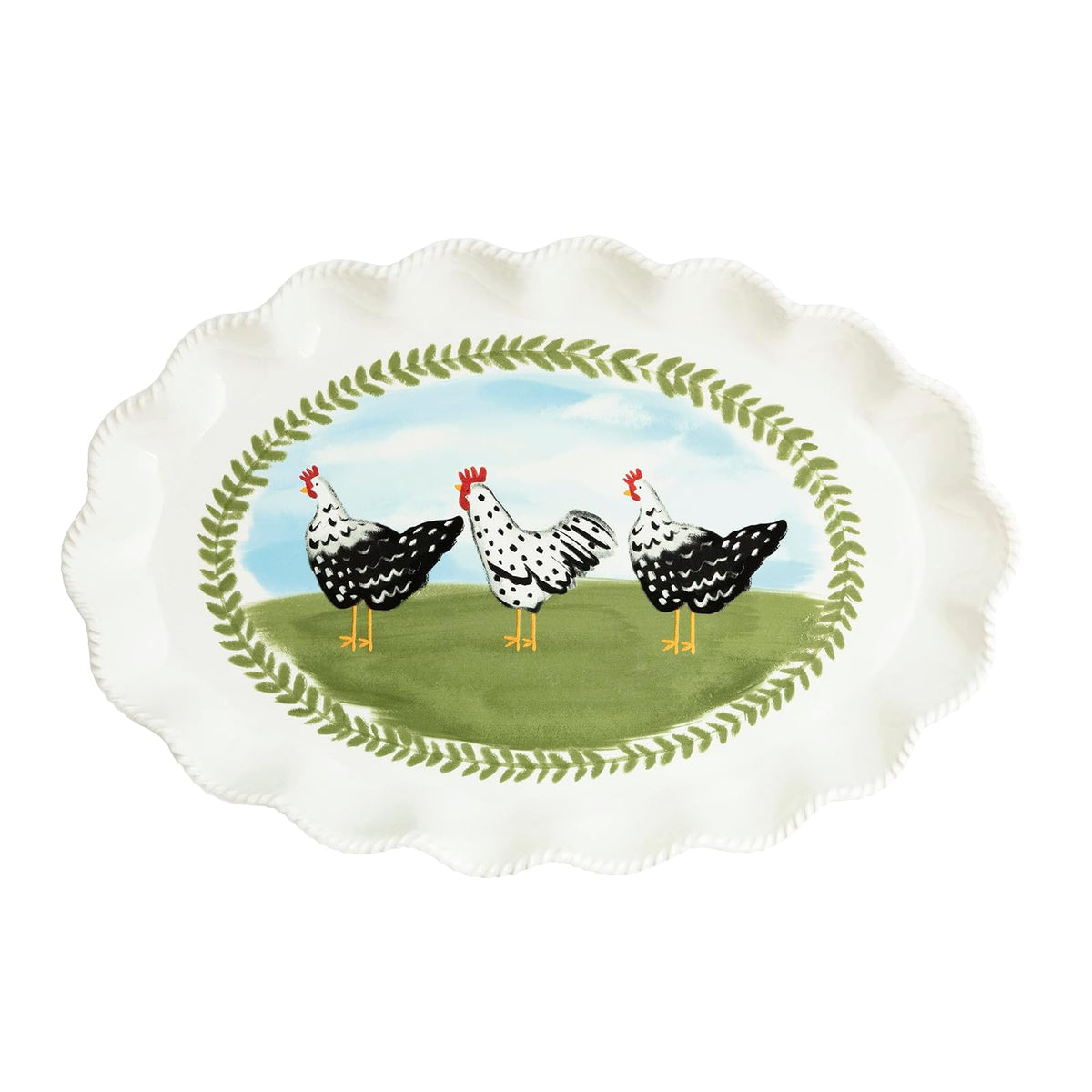 Mud Pie Dishware Plate, 11 1/2" x 17", White
