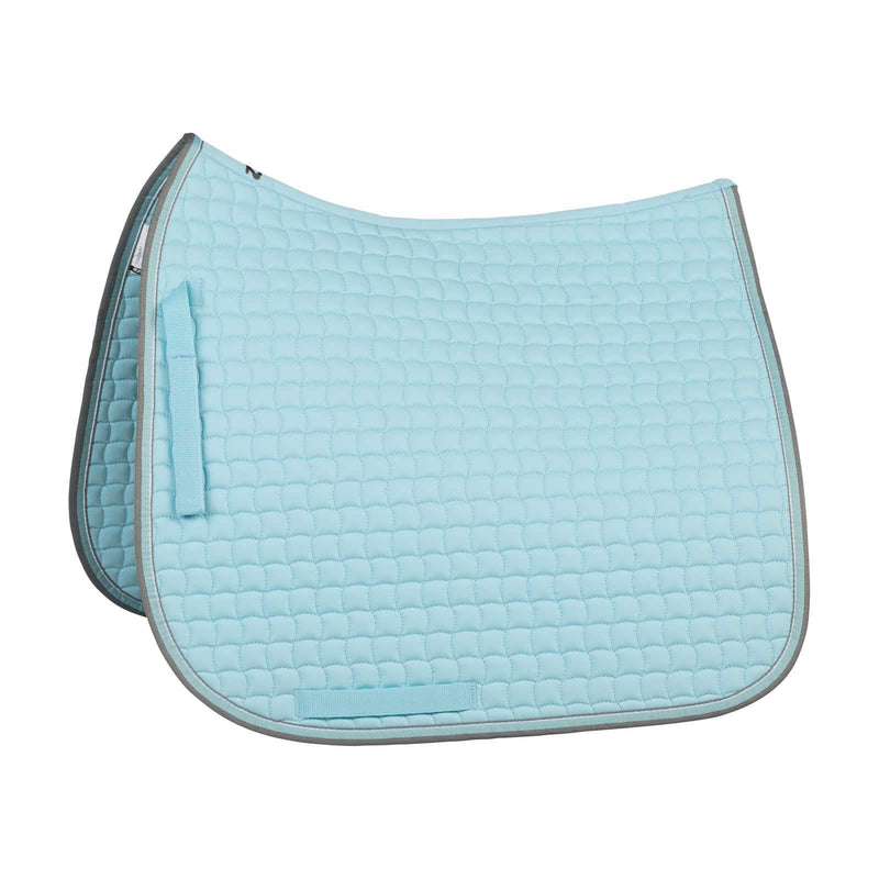 HORZE Adepto Quilted Quick-Dry Dressage Saddle Pad for Horses with Two-Tone Trim - Canal Blue - Horse