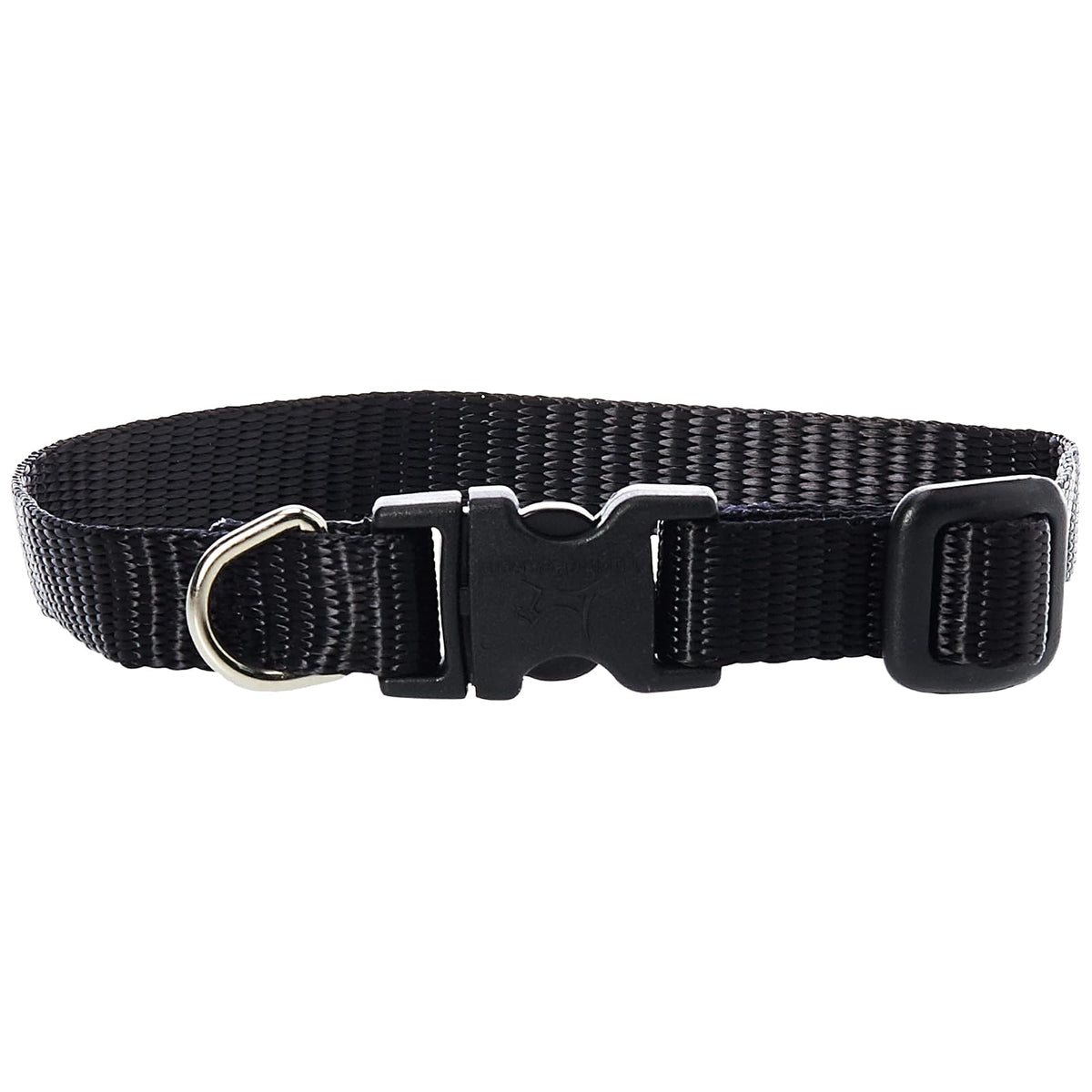 LupinePet Animal Collar, 1/2" by 8"-12" Adjustable Collar, Black