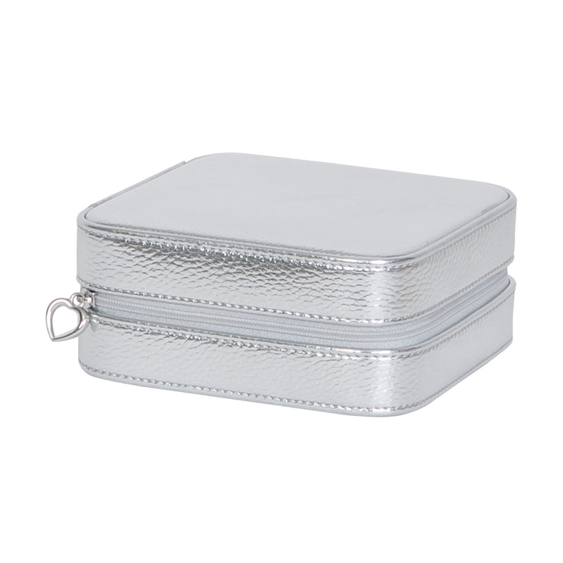 Mele and Co. Metallic Silver Faux Leather Luna Travel Jewelry Case