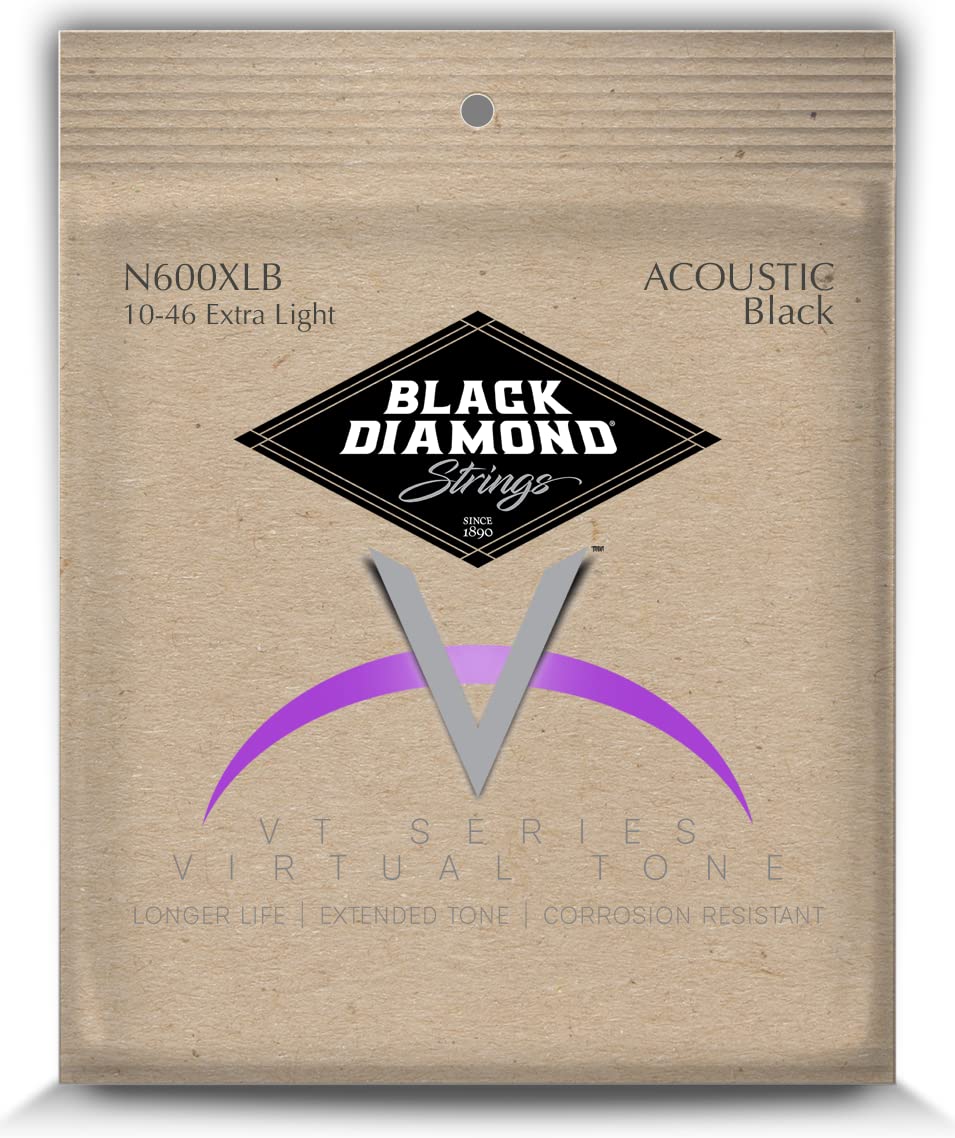 Black Diamond Strings® N600XLB Acoustic Black Coated Phos XL .010BP.014BP.022PBB.030PBB.038PBB.046PBB