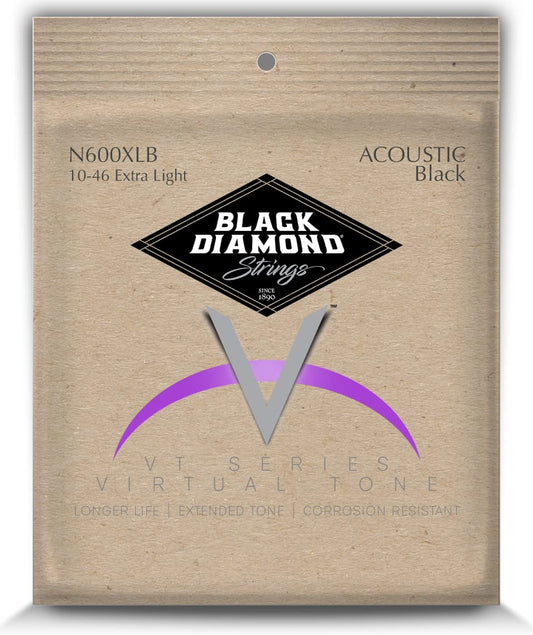 Black Diamond Strings® N600XLB Acoustic Black Coated Phos XL .010BP.014BP.022PBB.030PBB.038PBB.046PBB
