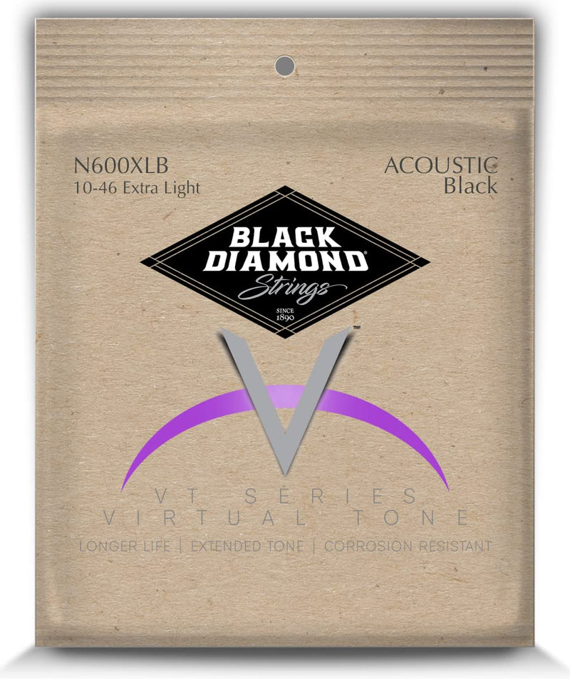 Black Diamond Strings® N600XLB Acoustic Black Coated Phos XL .010BP.014BP.022PBB.030PBB.038PBB.046PBB