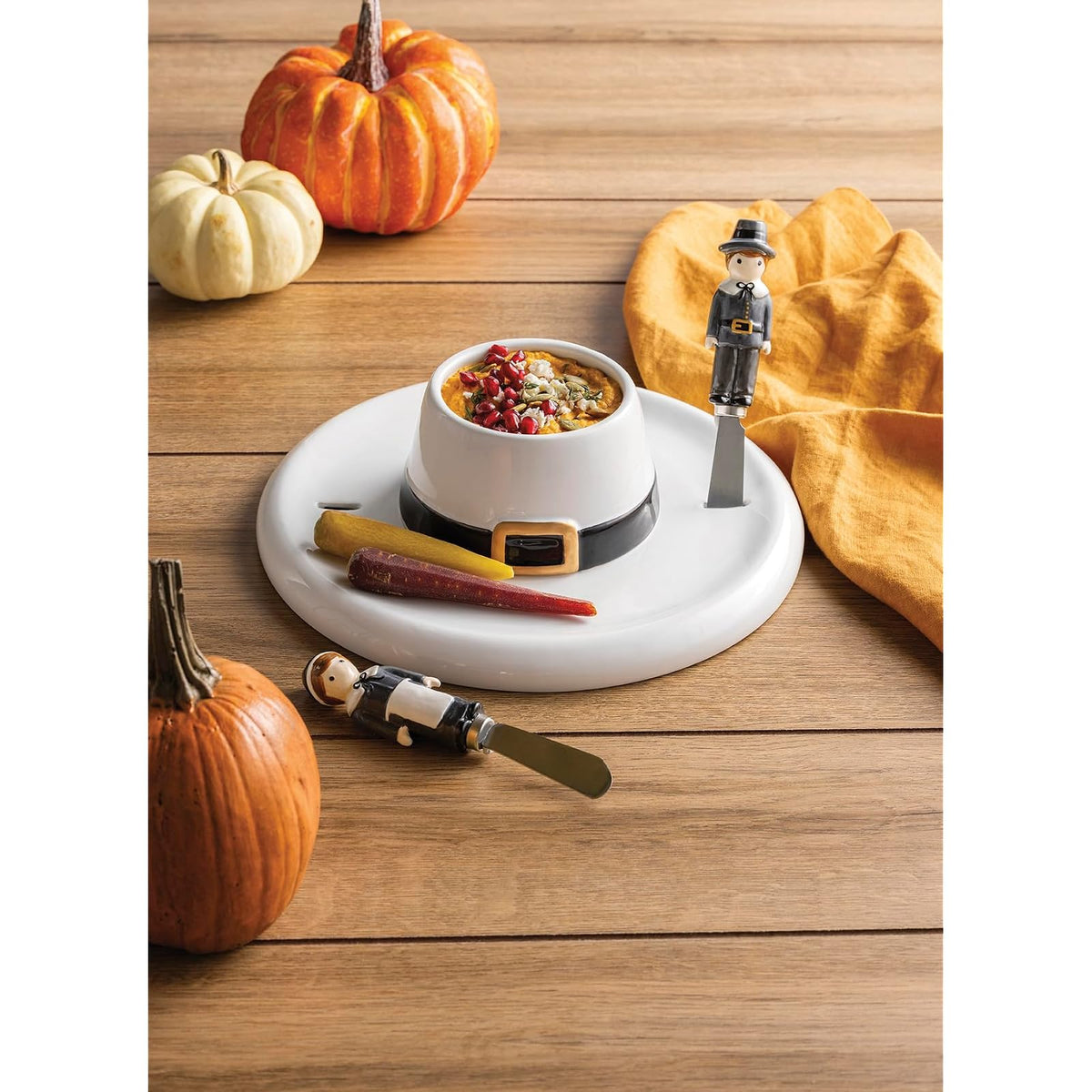 Mud Pie Serveware, server 3 1/4" x 10" dia | spreader 5 1/2", White