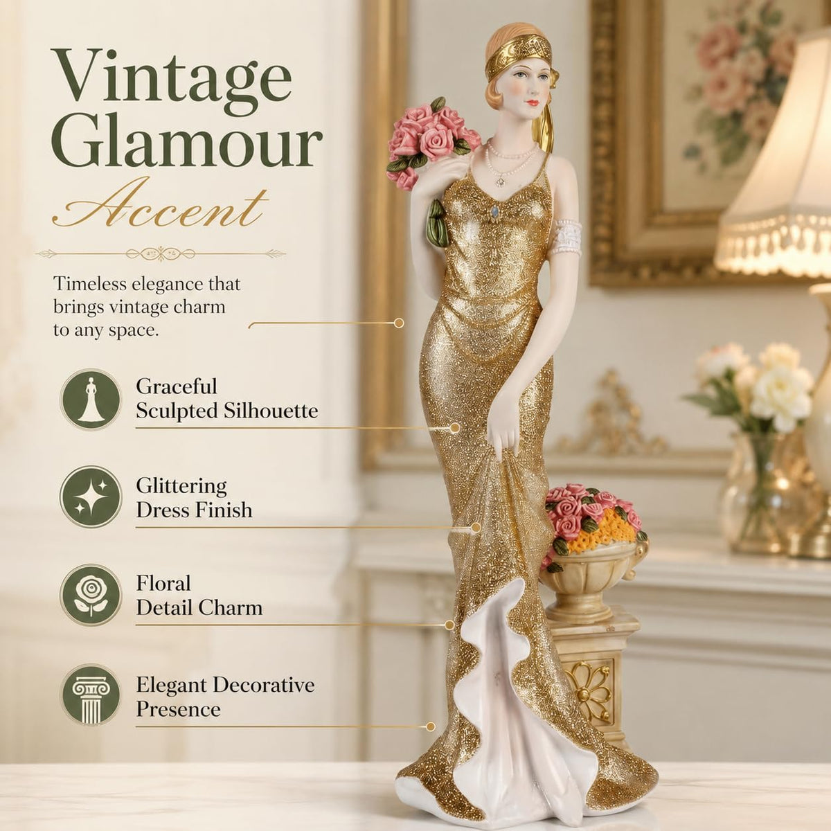 Comfy Hour 13 Inch Victorian Lady Figurine, Glamorous Elegance Decor