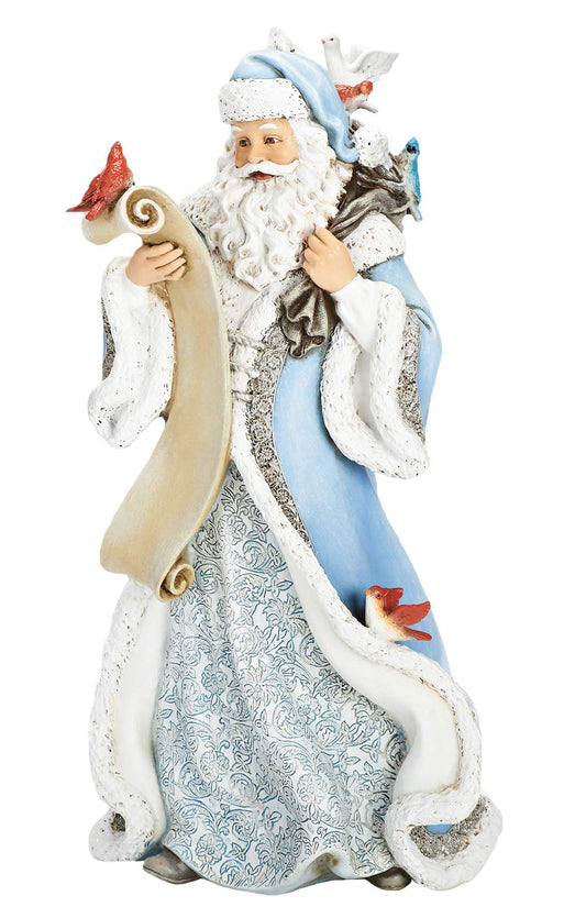 Roman Santa Holding List With Feathered Friends 14 Inch Polyresin Holiday Figurine