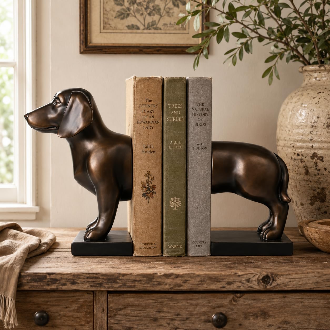 Comfy Hour Farmhouse Home Decor Collection 12" Length 9" Height Set of 2 Dachshund Dog Bookends Art Bookend, 1 Pair, Solid Heavy Weight, Polyresin