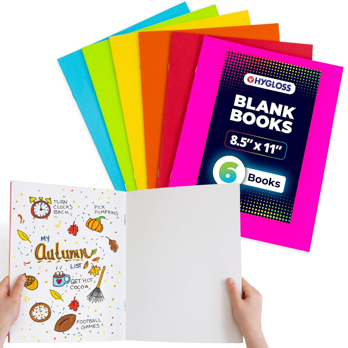 Hygloss Blank Book, 8.5-x-11-Inch, Assorted Colors