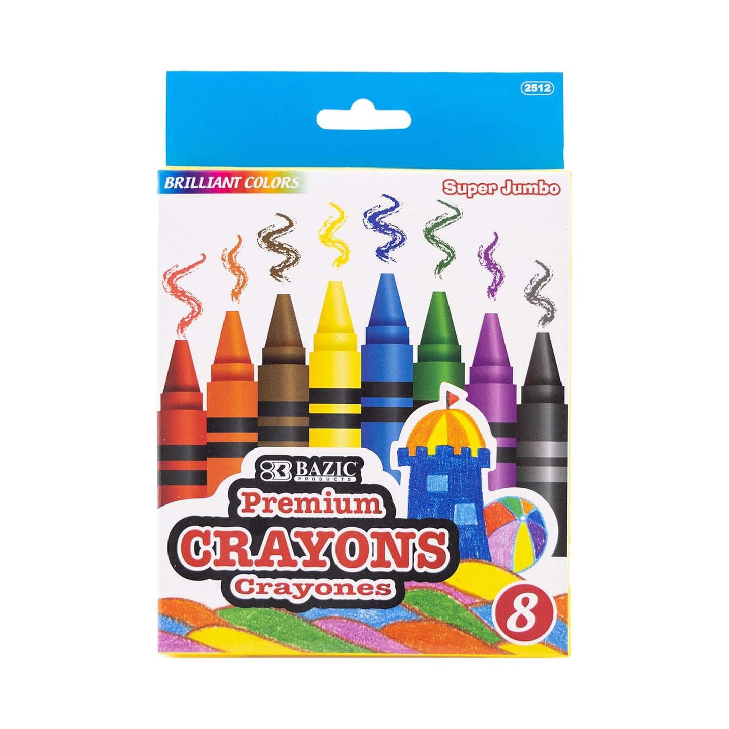 BAZIC Crayons Super Jumbo 8 Color, Assorted Coloring Crayon Set, Non Toxic Drawing Crayons for School Art, Gift for Kids Artist (8/Pack), 1-Pack