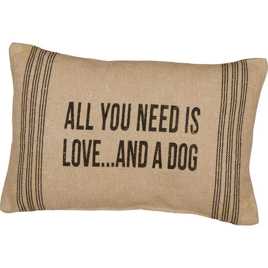 Primitives By Kathy Primitives By Kathy 15" X 10" Accent Throw Pillow "All You Need Is Love....and a Dog"