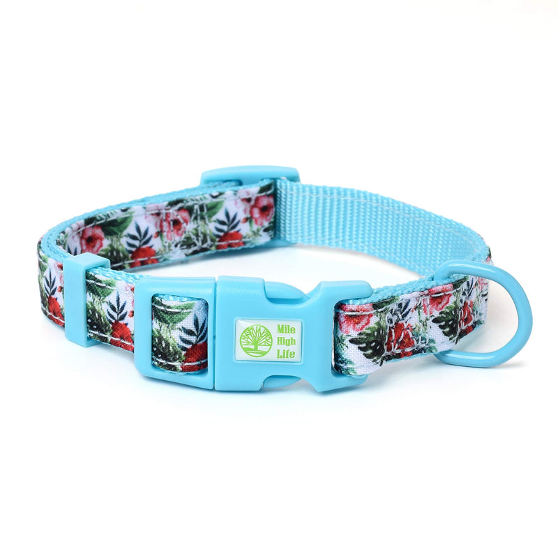 Mile High Life | Natural Wild Flower Collection | Soft Poly Cotton Fabric | Girl Dog Collars (Wild Rose, Collar -S)