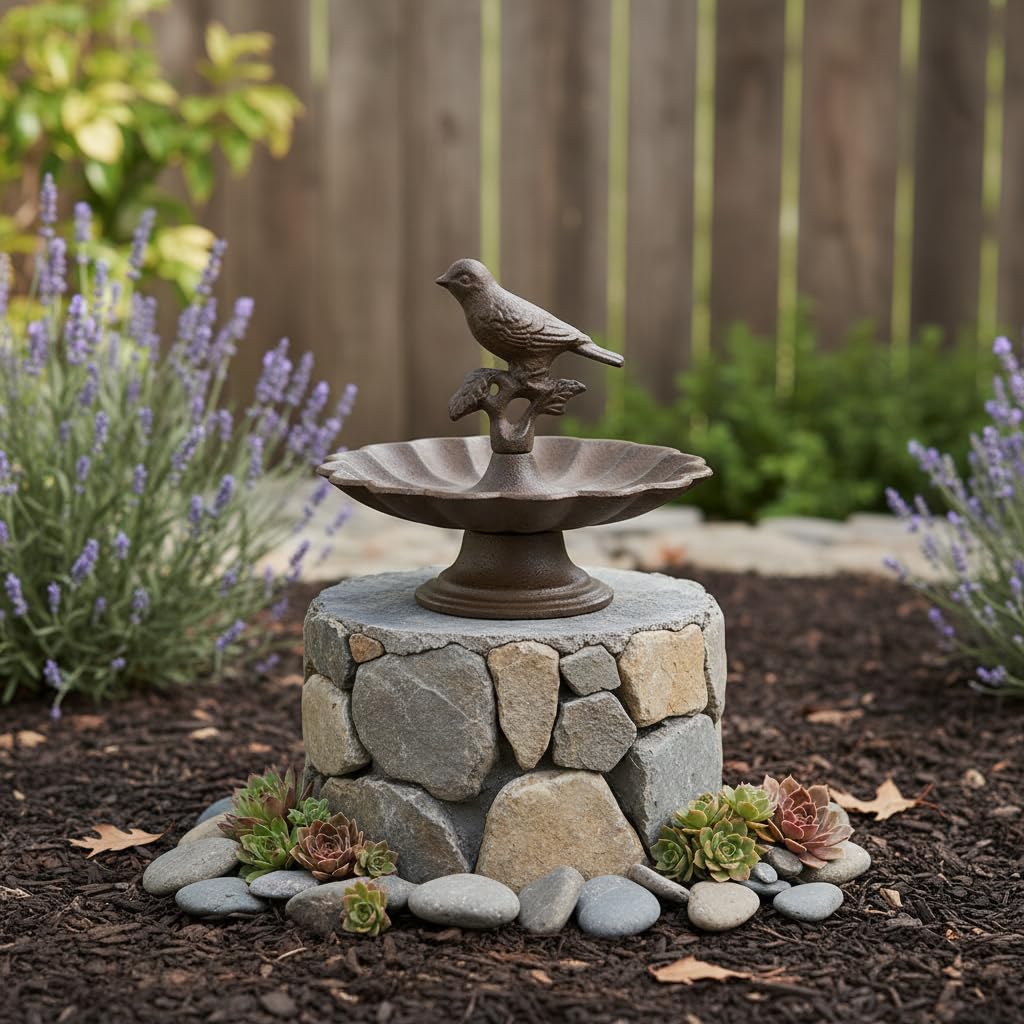 Comfy Hour 6 Inch Bird Bath Bowl, Mini Pedestal Garden Decor