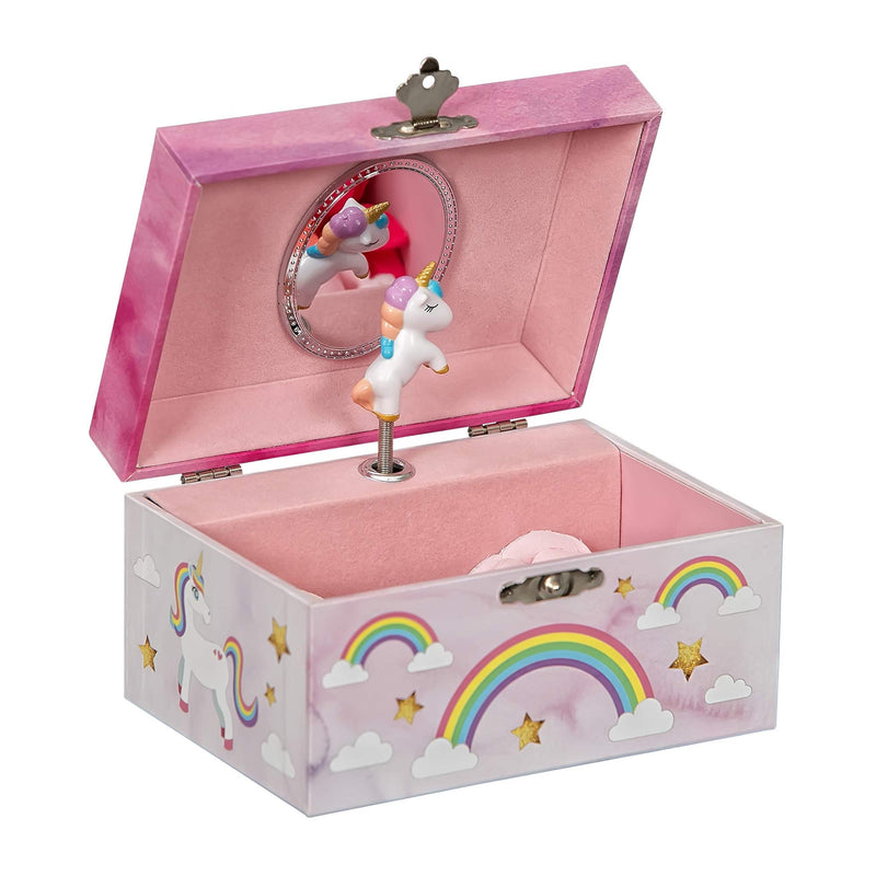 Mele and Co. Since 1912 Skylar Original Twirling Unicorn Rainbow Ballerina Dancer Pink Painted Musical First Jewelry Box for Girls