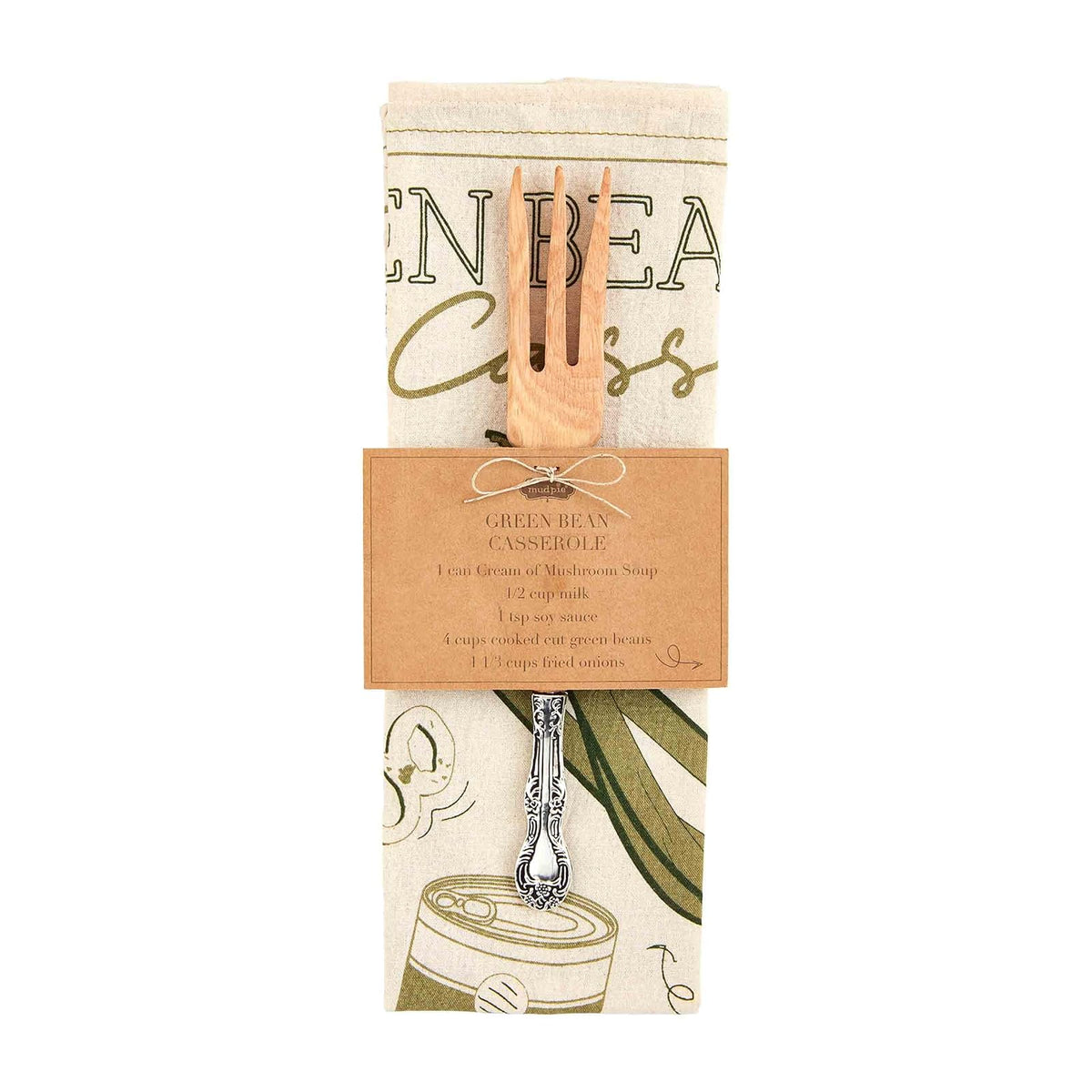 Mud Pie Towel, towel 26" x 16 1/2" | utensil 6-9", Green Bean