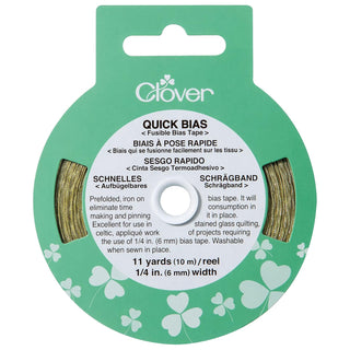 CLOVER 700-G Quick Fusible Bias Tape, 1/4-Inch Wide by 11-Yard, Gold Lame