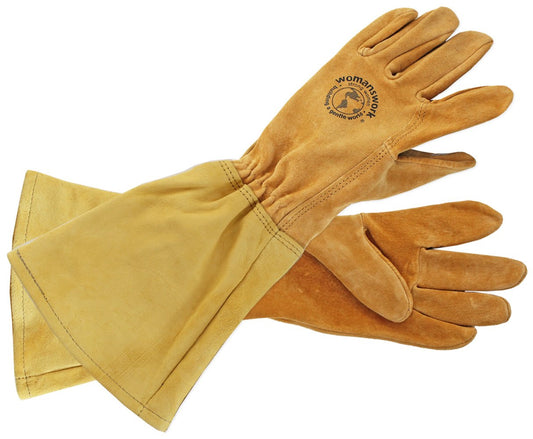Womanswork Rose Gauntlet Leather Garden Gloves – Made in the USA Size Medium
