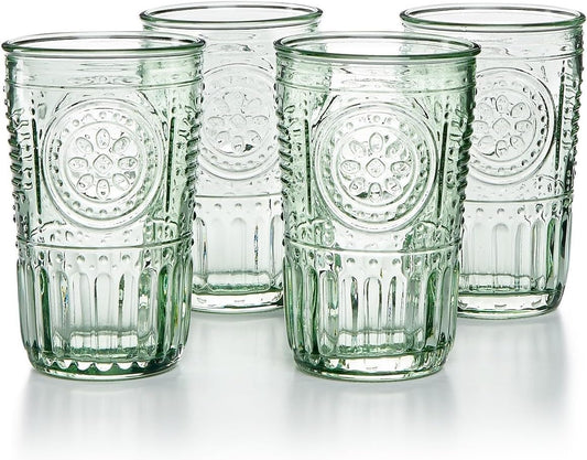 Bormioli Rocco 387595GRS021524 Romantic Tumbler, Set of 4, 10.25 oz, Pastel Green