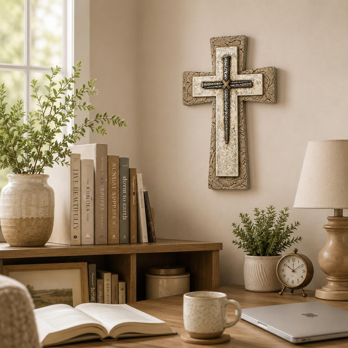 Comfy Hour Wall Art, 12"L x 7.5"W, Neutral Earthy Tones