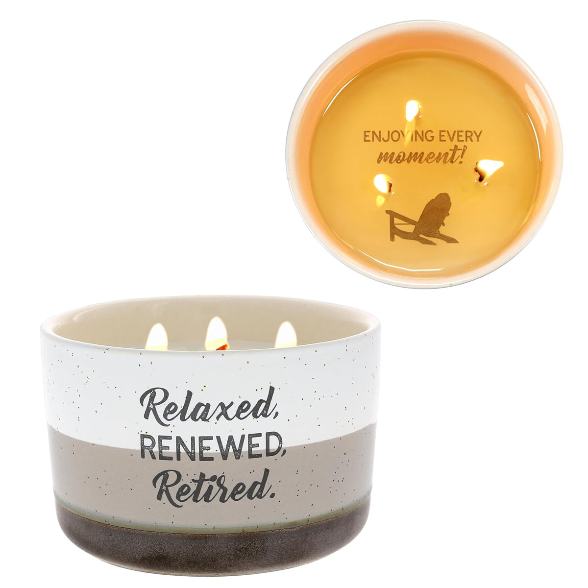 Pavilion Gift Company Candle, 12oz, Brown, White, Bronze, Gray