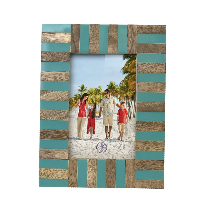 Beachcombers Wood and Resin Picture Frame, 8.5-inch Height, Turquoise