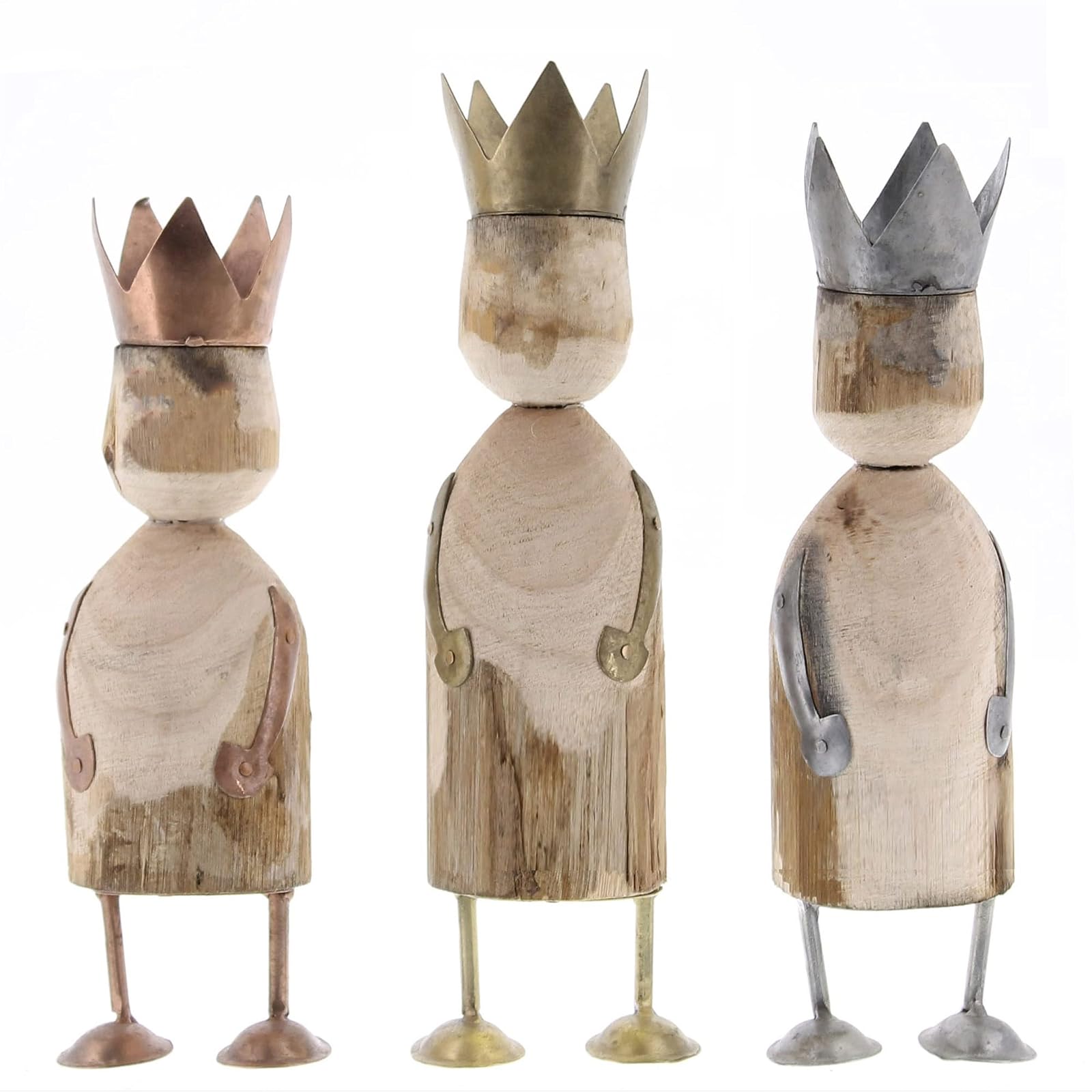 HomArt Wise Men Wood and Metal Figurine, 9-inch Height, Set of 3