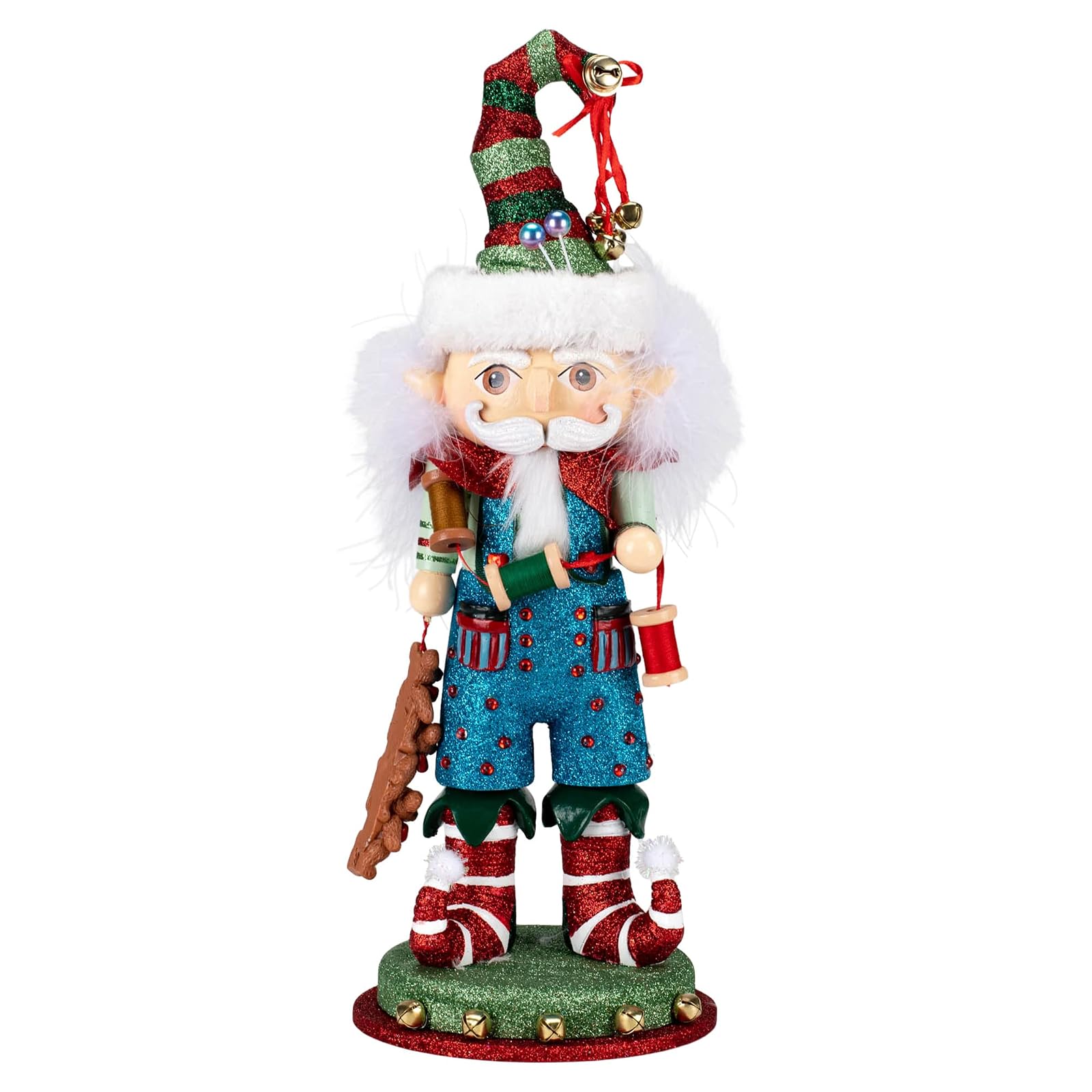 Kurt Adler Hollywood Nutcrackers Hollywood Elf with Teddy Bear Nutcracker, 15-Inches, Multi-Colored