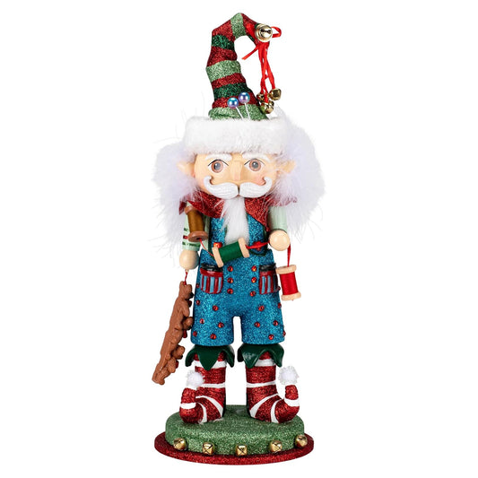 Kurt Adler Hollywood Nutcrackers Hollywood Elf with Teddy Bear Nutcracker, 15-Inches, Multi-Colored