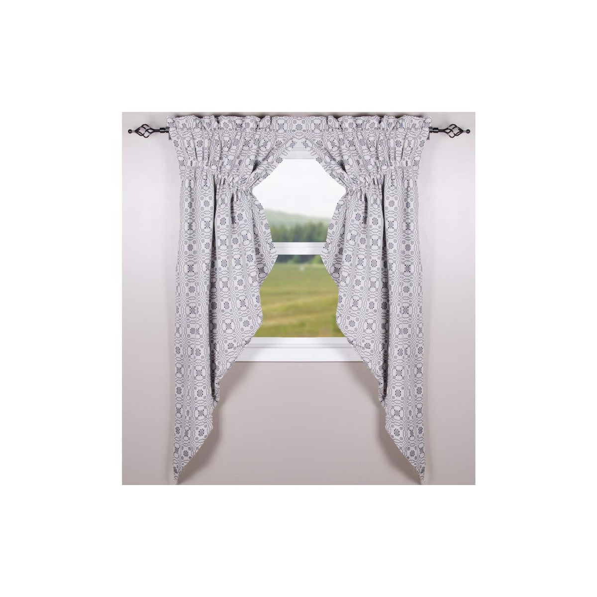Home Collections by Raghu Curtain, 63"W x 72"L (Pack of 2), Cream - Indigo
