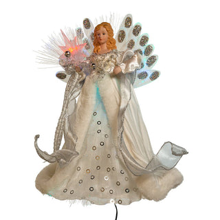 Kurt Adler LED Fiber Optic Angel Figurine 12-Inch White and Silver