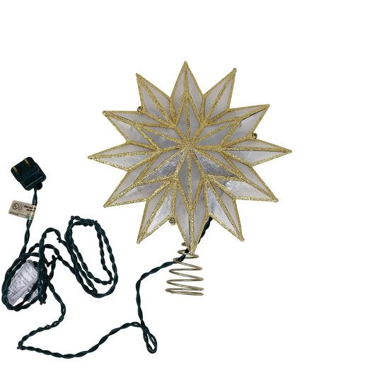 Kurt Adler Adler 9.06-Inch UL 10-Light 12-Point Gold Capiz Star Treetop Tree Topper, Multi