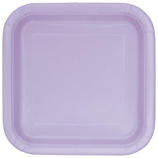 Unique Industries Lavender 31366/U Square Paper Plates, 14ct, 9" x 9"
