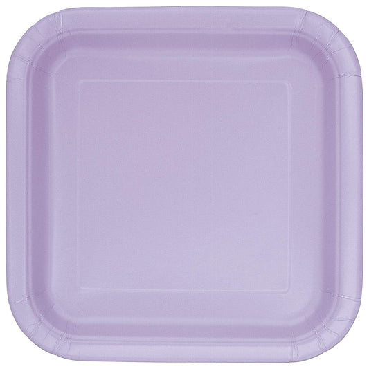 Unique Industries Lavender 31366/U Square Paper Plates, 14ct, 9" x 9"