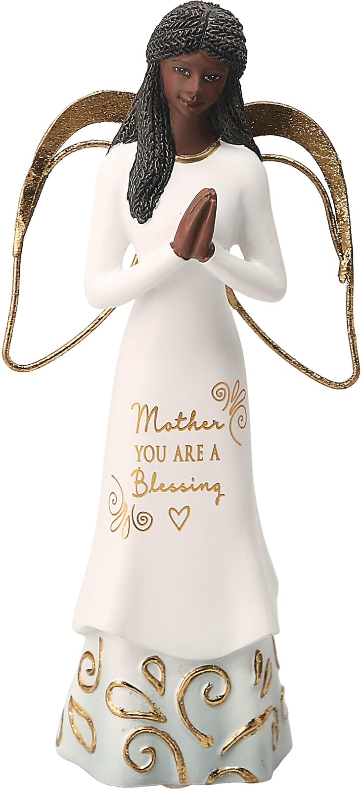 Pavilion Gift Company Mother You are A Blessing - 5.5 Inch African American Praying Collectible Resin Angel Figurine, White