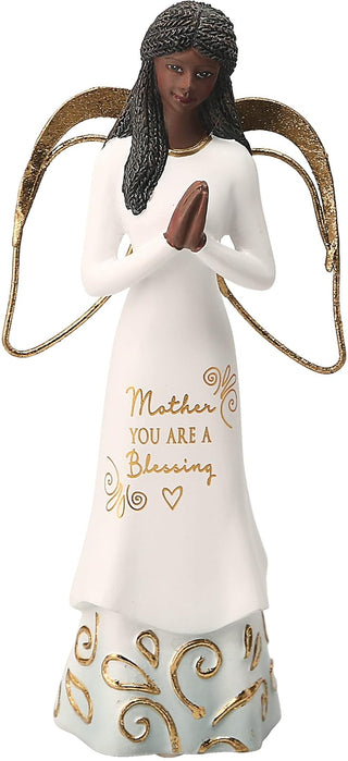 Pavilion Gift Company Mother You are A Blessing - 5.5 Inch African American Praying Collectible Resin Angel Figurine, White