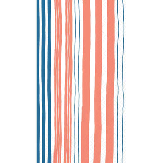 ihr SINCE 1977 Disposable Napkin, 8.25" x 4.5", Wibbly Stripes Orange & Blue