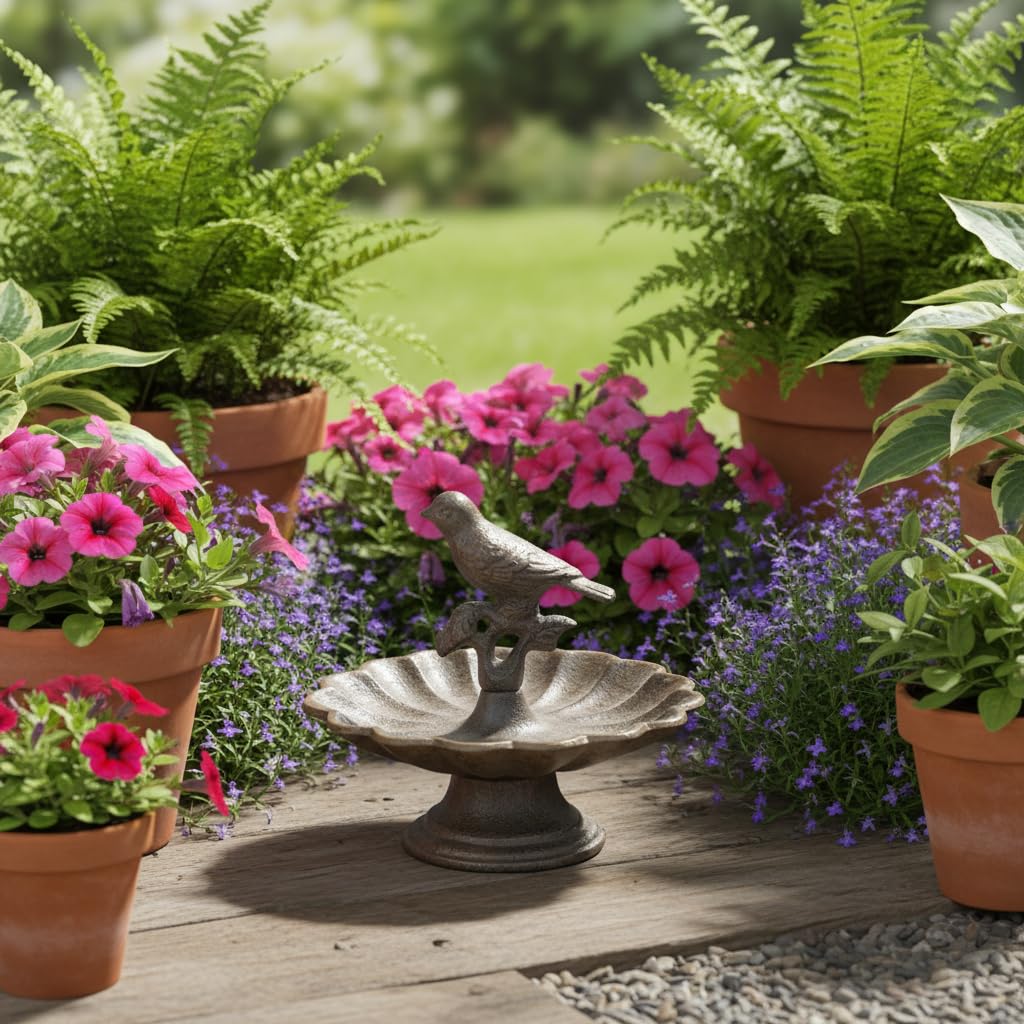 Comfy Hour 6 Inch Bird Bath Bowl, Mini Pedestal Garden Decor