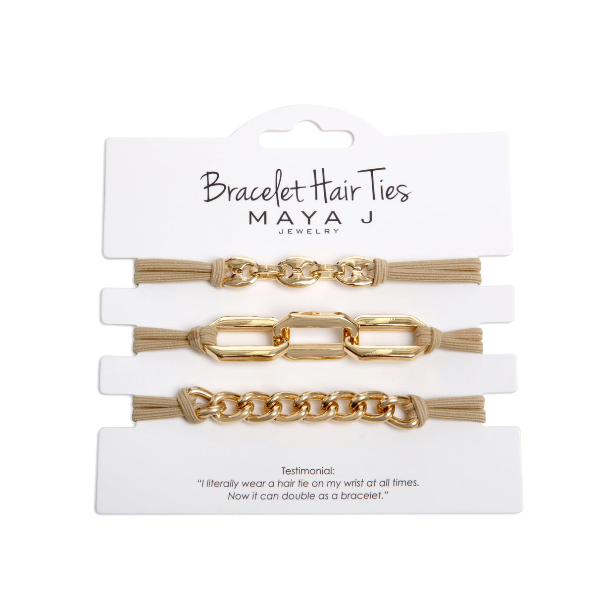 Maya J Hair Tie, 1 Count (Pack of 3), Beige
