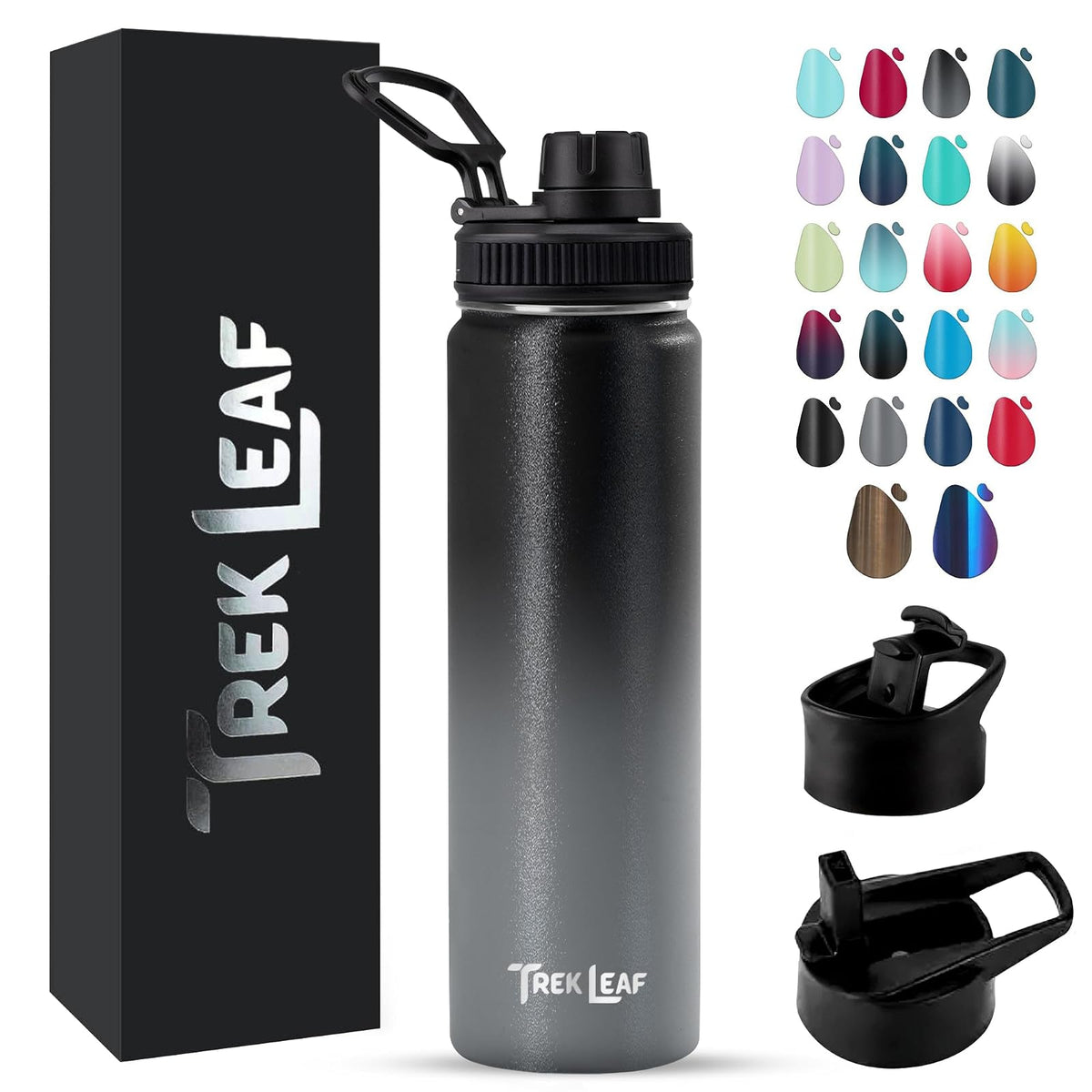 Trek Leaf Bottle, 22 Ounces, Charcoal Fog