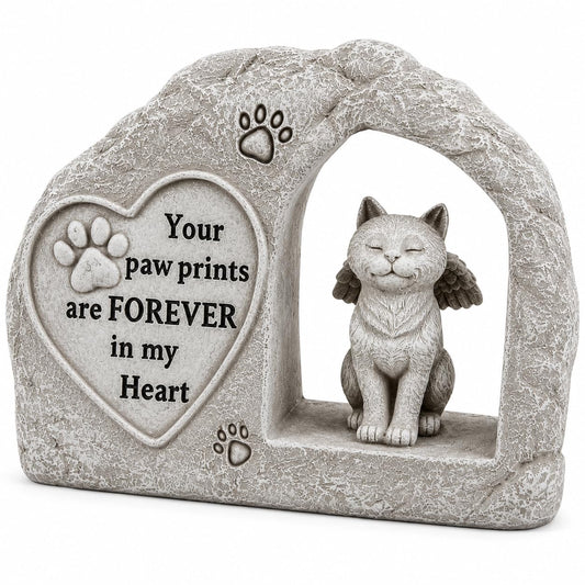 Comfy Hour 7 Inch Cat Garden Statue, Angel Pet Memorial Figurine