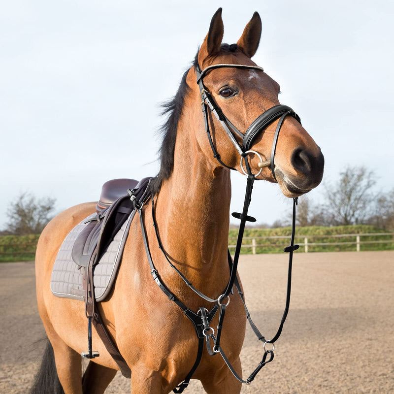 HORZE Fancy Stitch Breastplate - Size:Full Color:Black