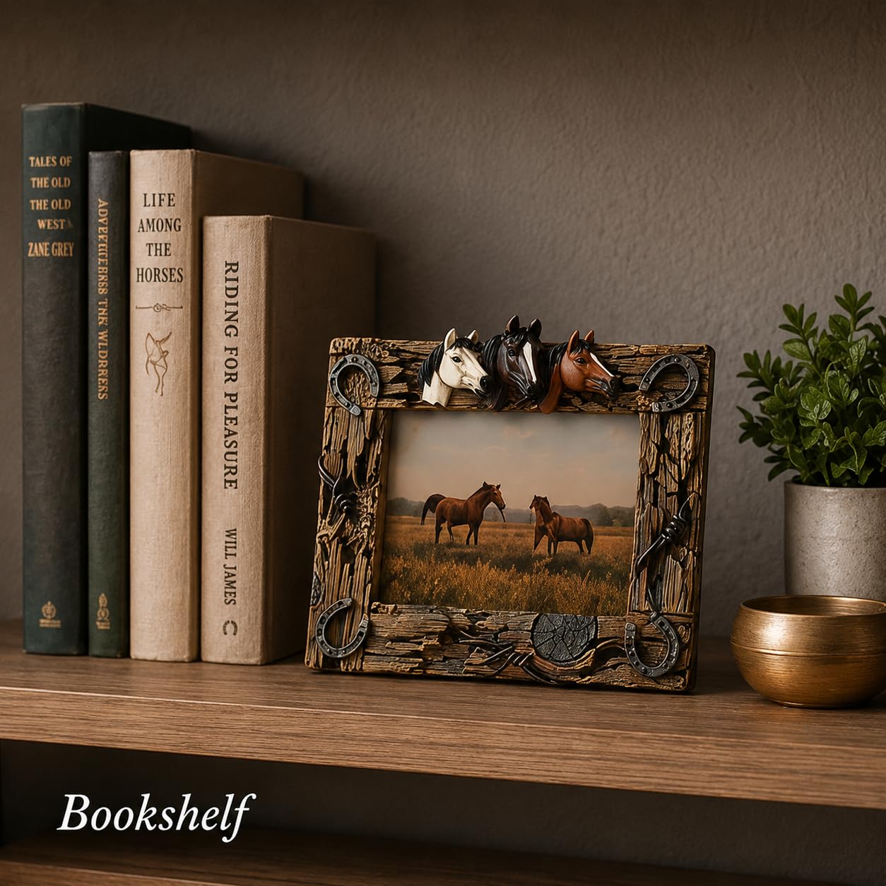 Comfy Hour 10.7 Inch Horse Picture Frame, Western Photo Frame