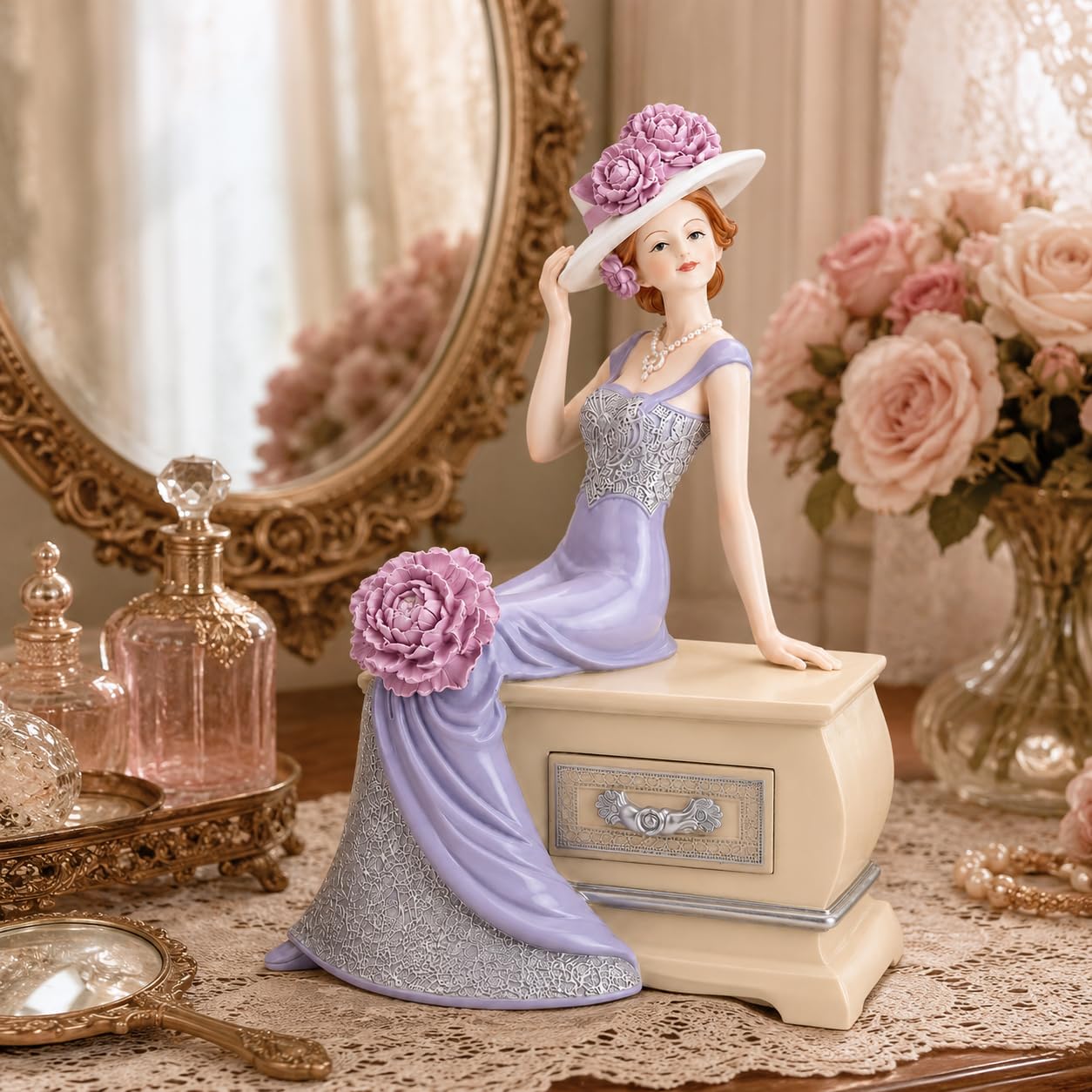 Comfy Hour 12.4 Inch Victorian Decor Lady Figurine, Lavender Gown