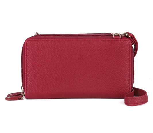 JYS Enterprise Julia Buxton Pebble RFID Ultimate Double Zip Organizer¬Æ Red